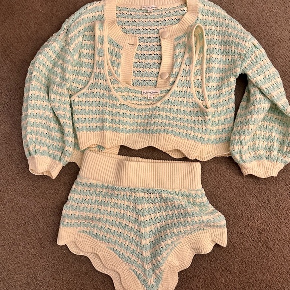 For Love And Lemons Other - For Love And Lemons Ivory Cable
Knit Bralette Shorts Cardigan Set
NWOT Size XS